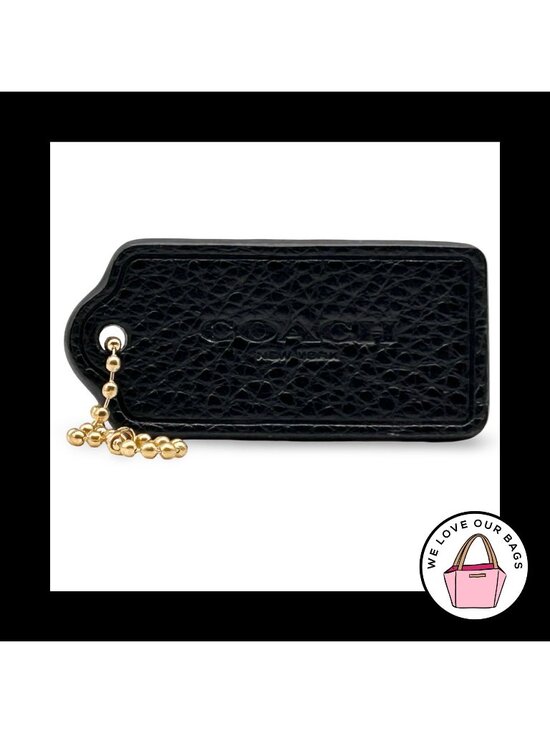 Coach Accessories - 2.25" COACH NEW YORK Black Pebbled Leather Brass Fob Bag Charm Keychain Hang Tag